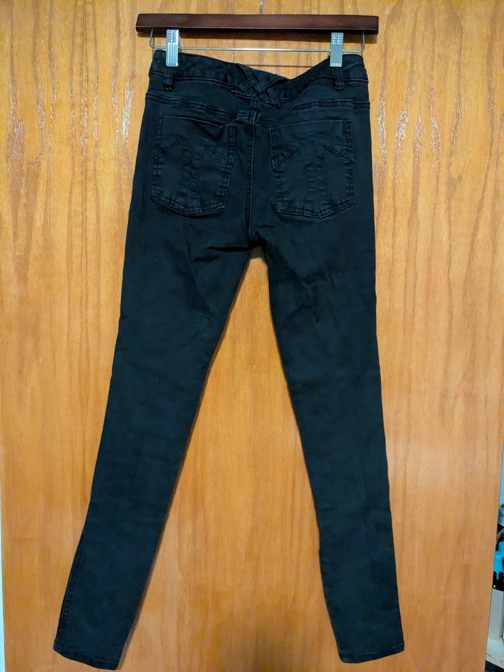 Tripp NYC Stretch Black Skinny Jeans With Torn Fishnet Detail Size 1 - Picture 3 of 7